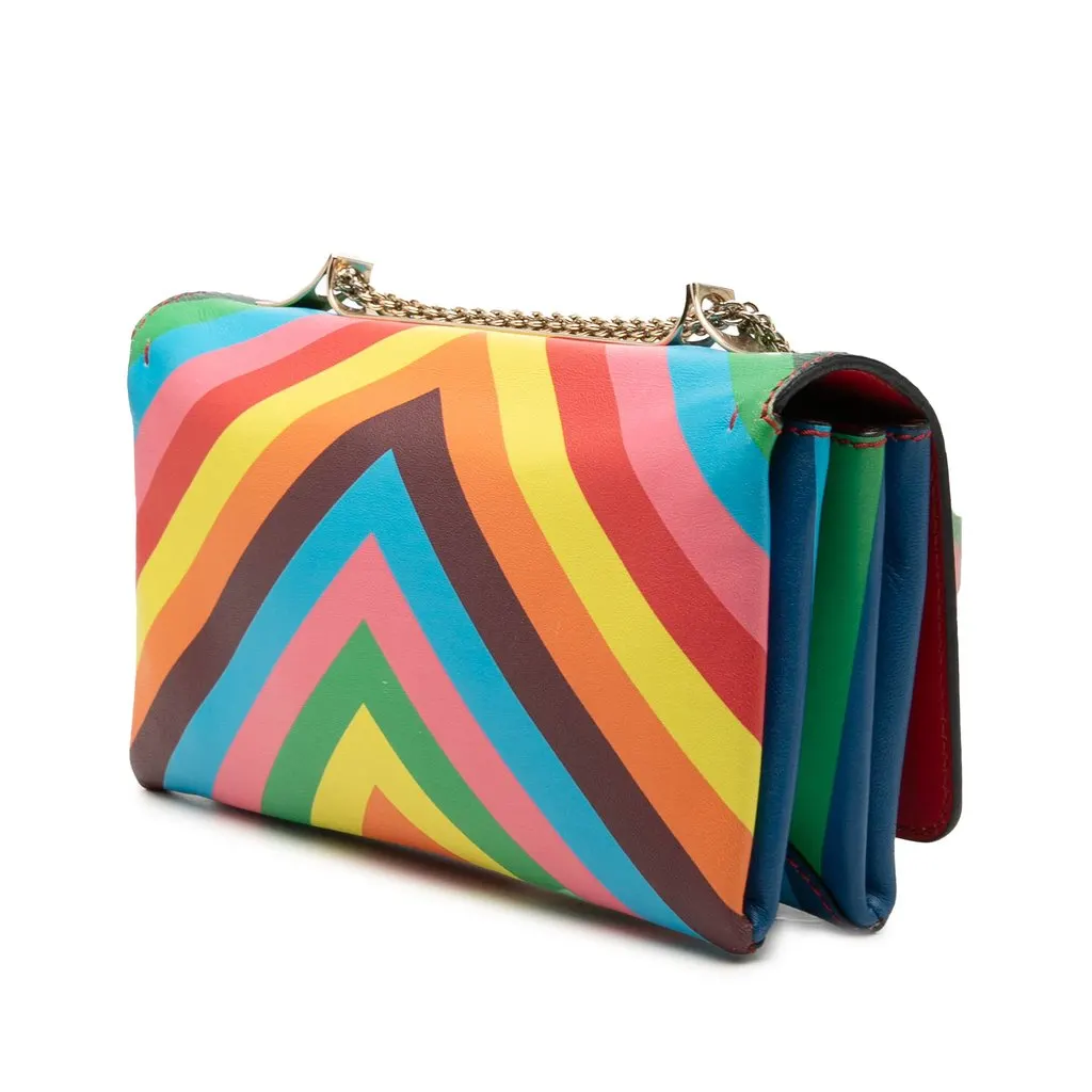 Valentino Vitello 1973 Va Va Voom Rockstud Rainbow Shoulder Bag Red Leather Good - Back View