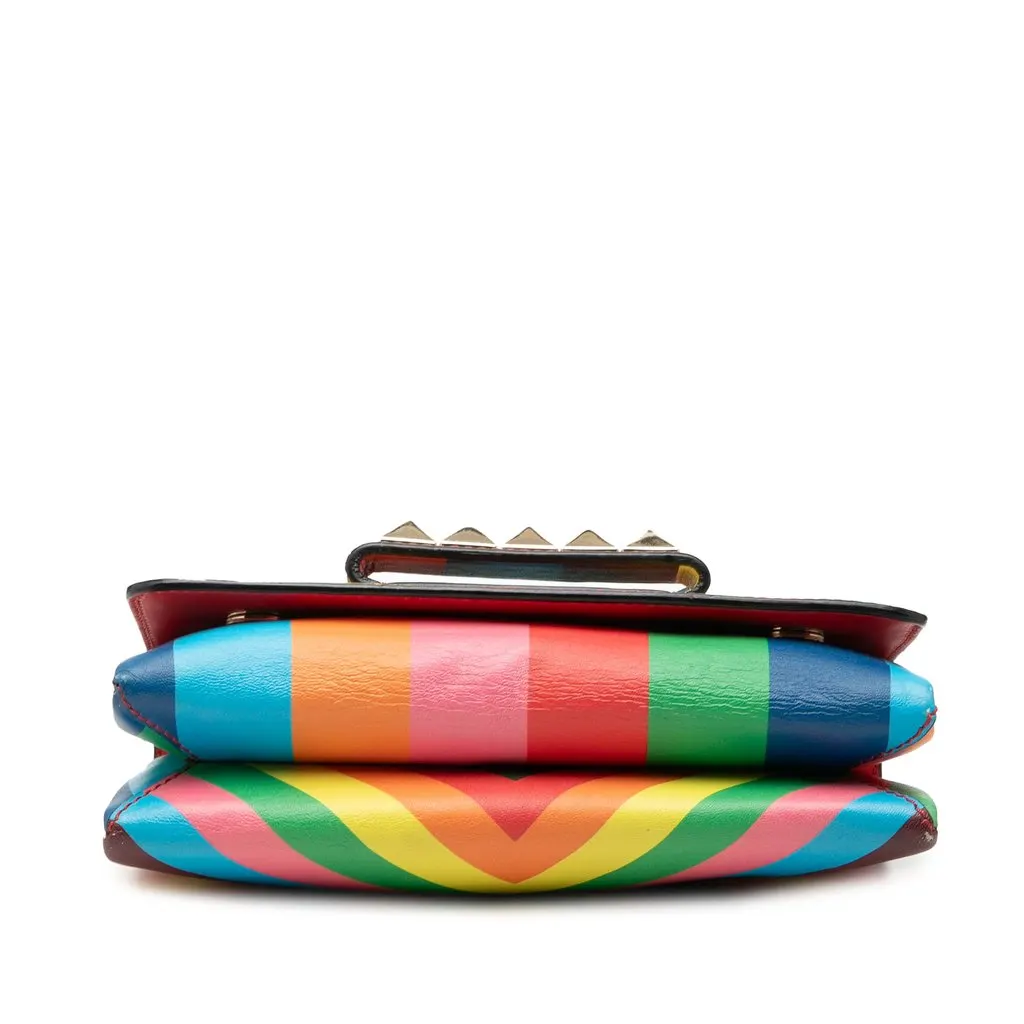 Valentino Vitello 1973 Va Va Voom Rockstud Rainbow Shoulder Bag Red Leather Good - Inside View