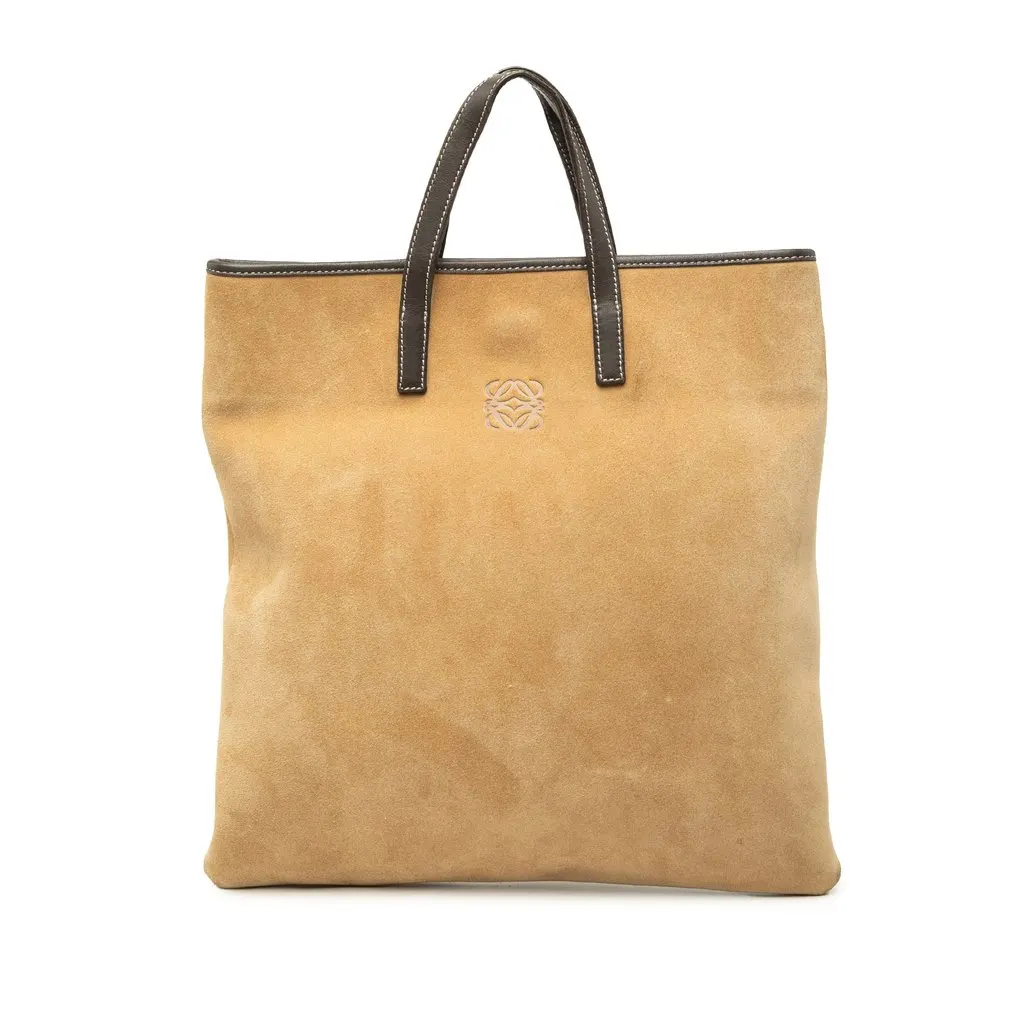 LOEWE Suede Anagram Tote Beige Leather Very good - Front View