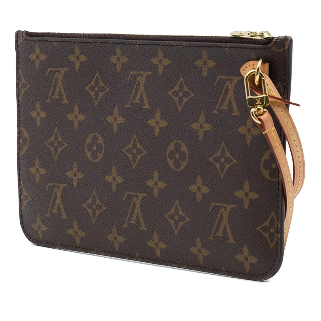 Louis Vuitton Monogram Neverfull MM Pouch Brown Canvas Very good - Back View
