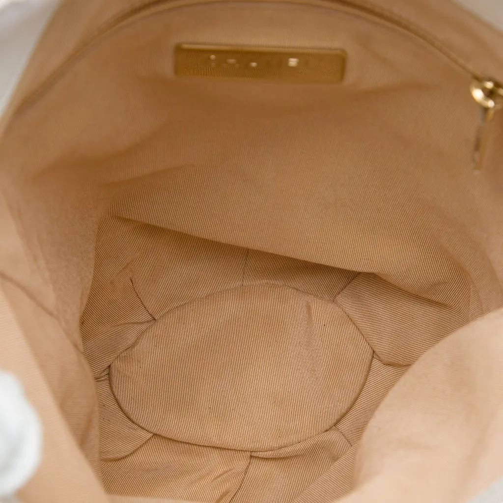 Chanel CC Quilted Calfskin Bucket Backpack White Leather Very good - Model View