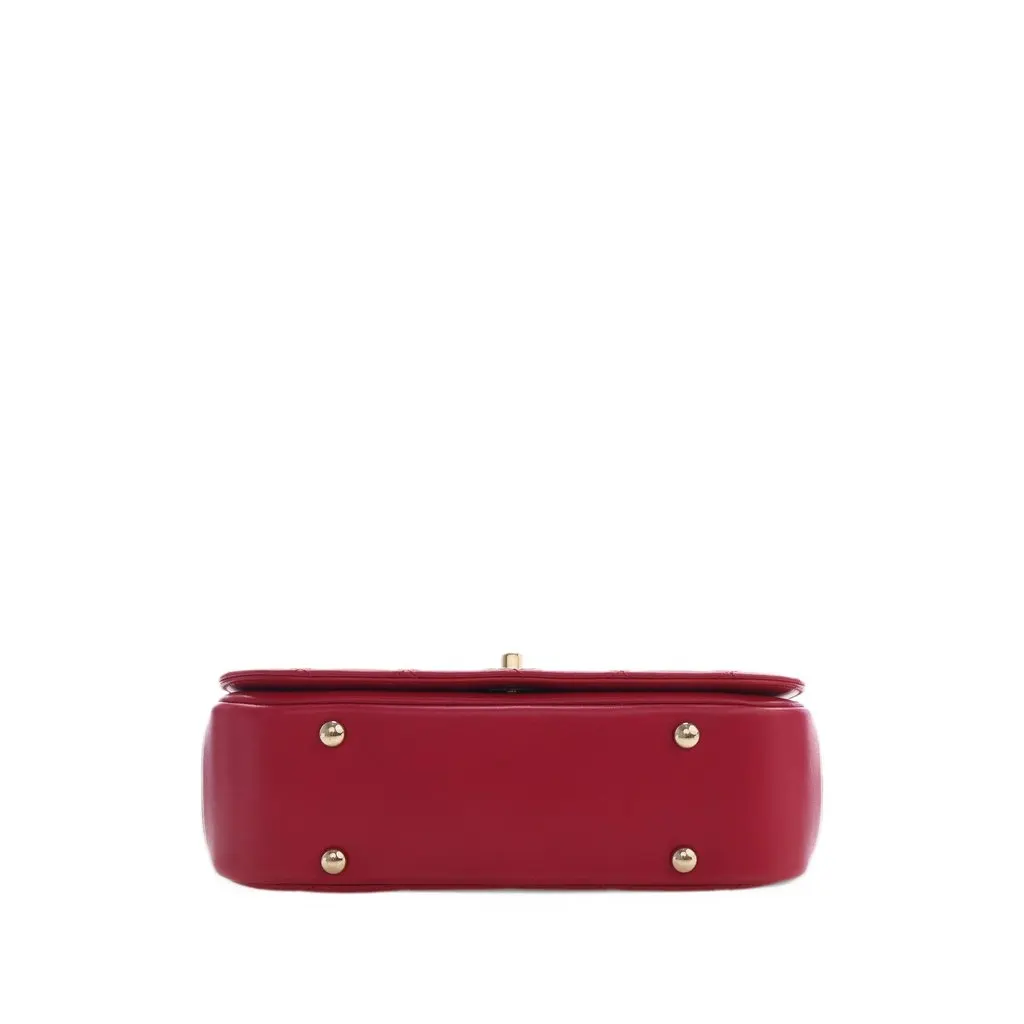Chanel Small Quilted Lambskin Carry Chic Flap Red Leather Very good - Inside View