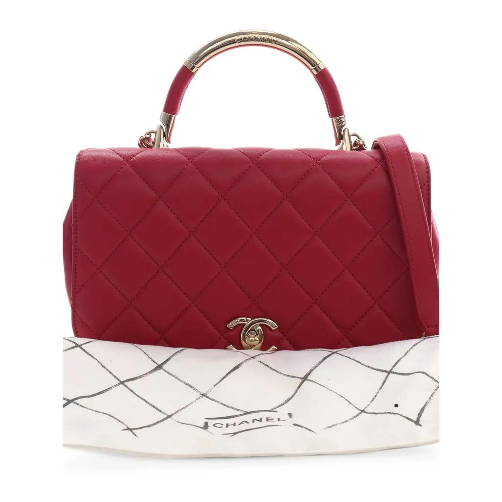 Chanel Small Quilted Lambskin Carry Chic Flap Red Leather Very good - Box View