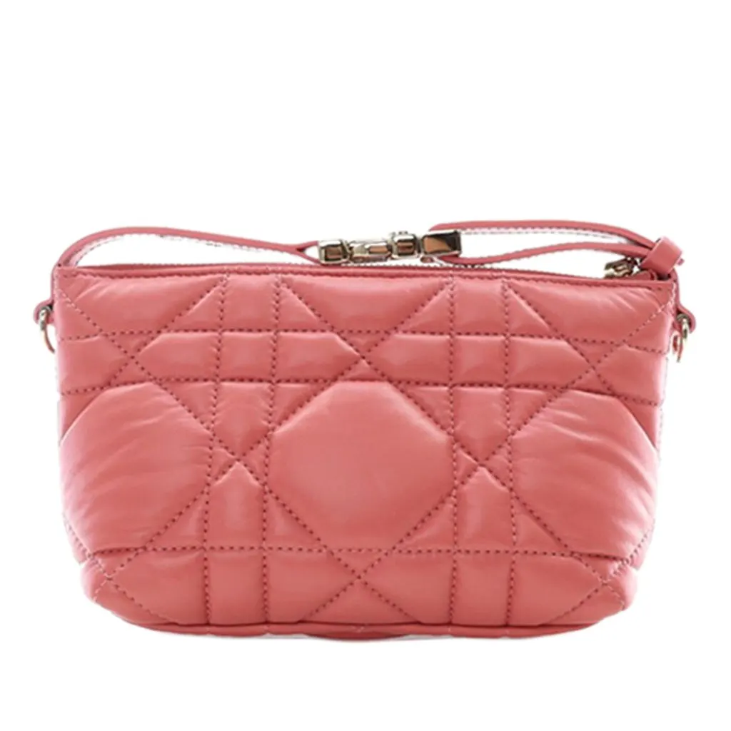 Dior Small Calfskin Macrocannage Diortravel Nomad Pouch Pink Leather Very good - Back View