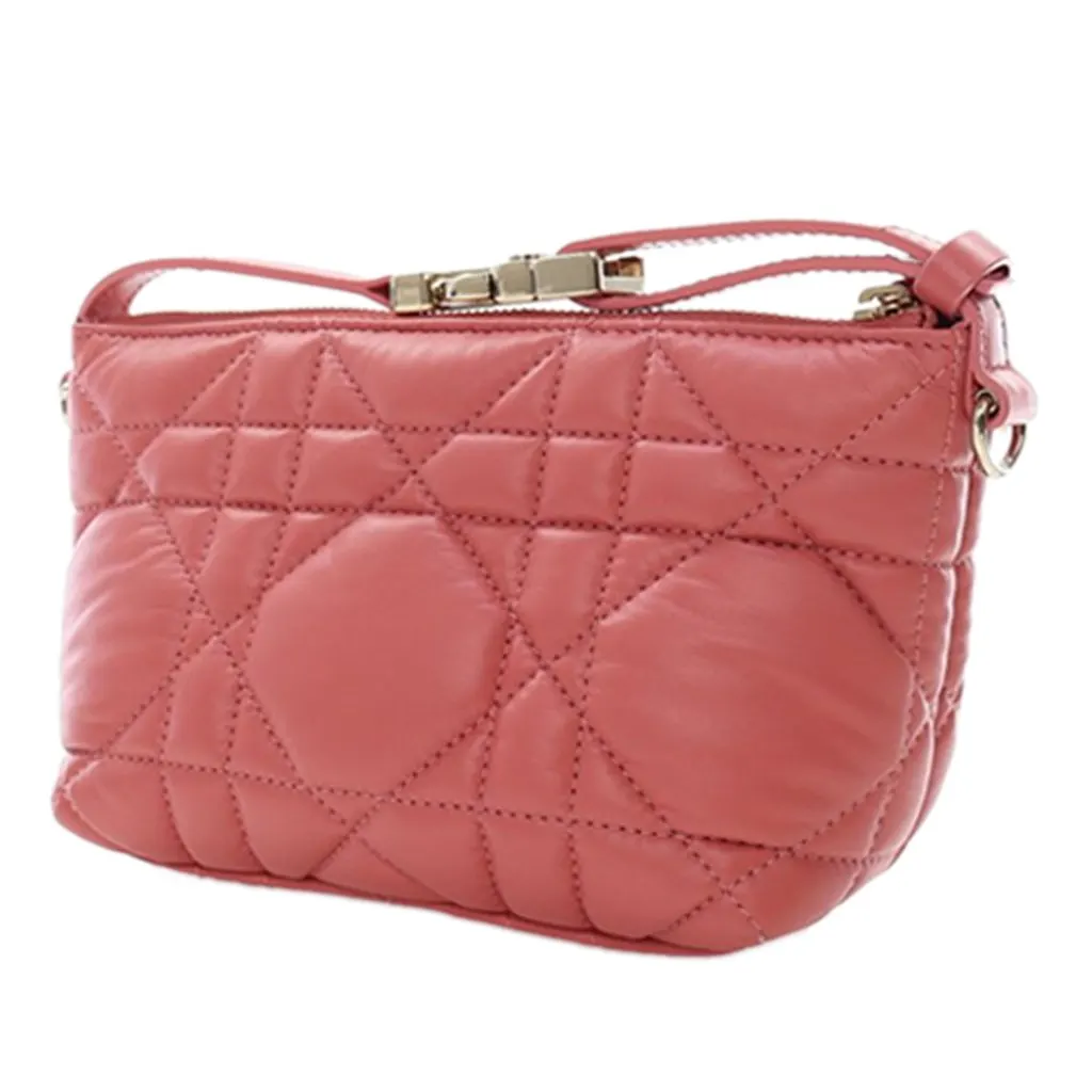 Dior Small Calfskin Macrocannage Diortravel Nomad Pouch Pink Leather Very good - Model View
