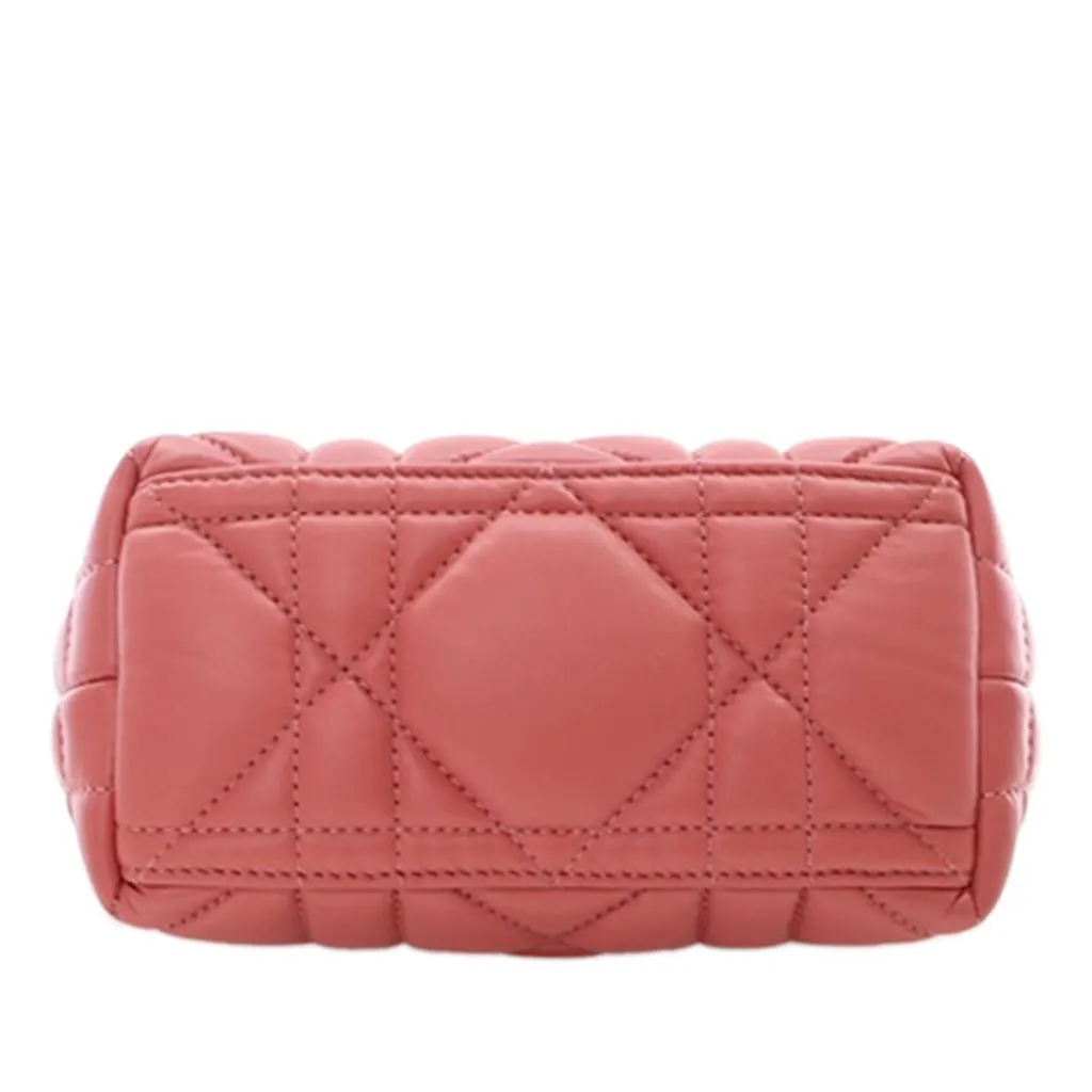 Dior Small Calfskin Macrocannage Diortravel Nomad Pouch Pink Leather Very good - Box View