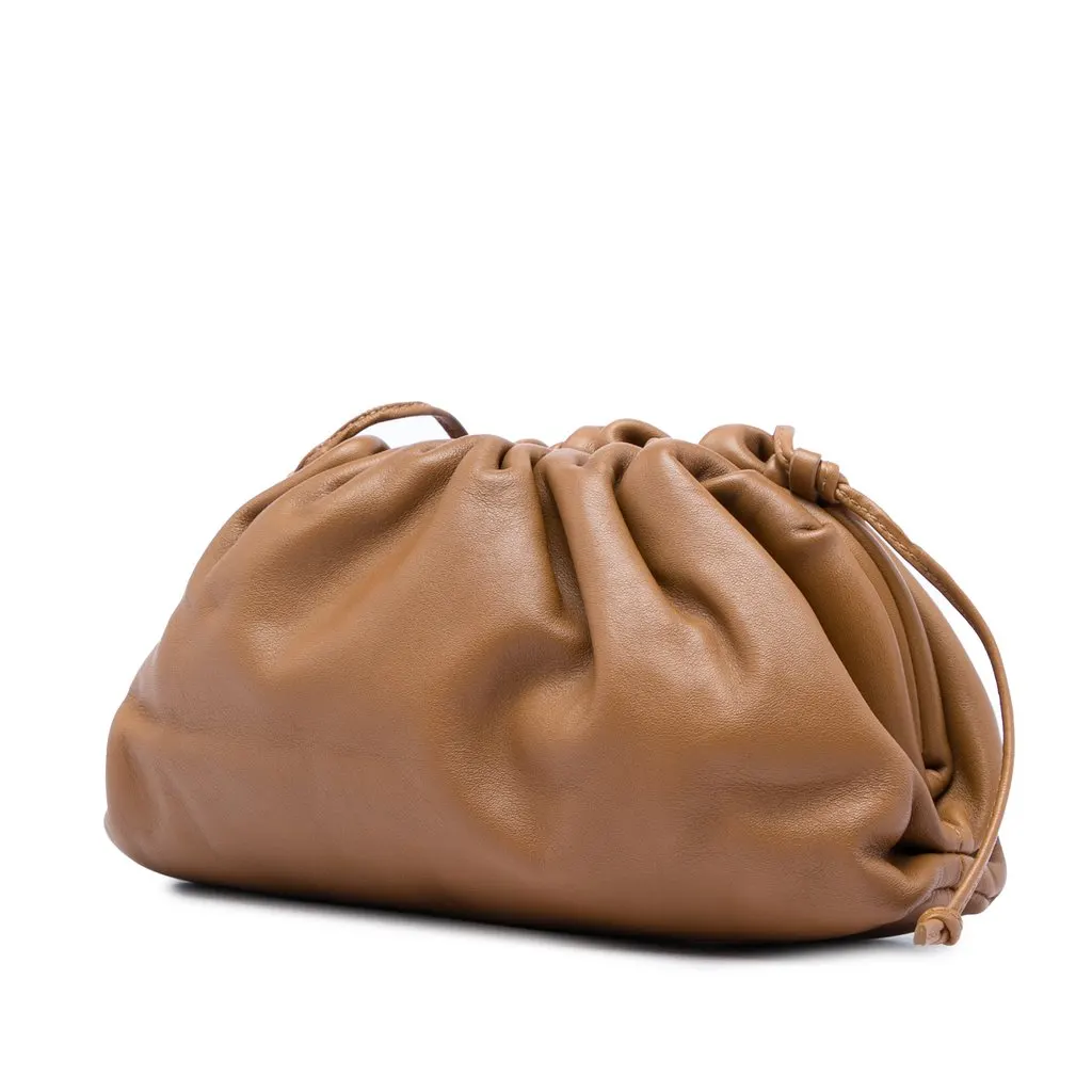 Bottega Veneta Lambskin The Mini Pouch Crossbody Brown Leather Very good - Back View