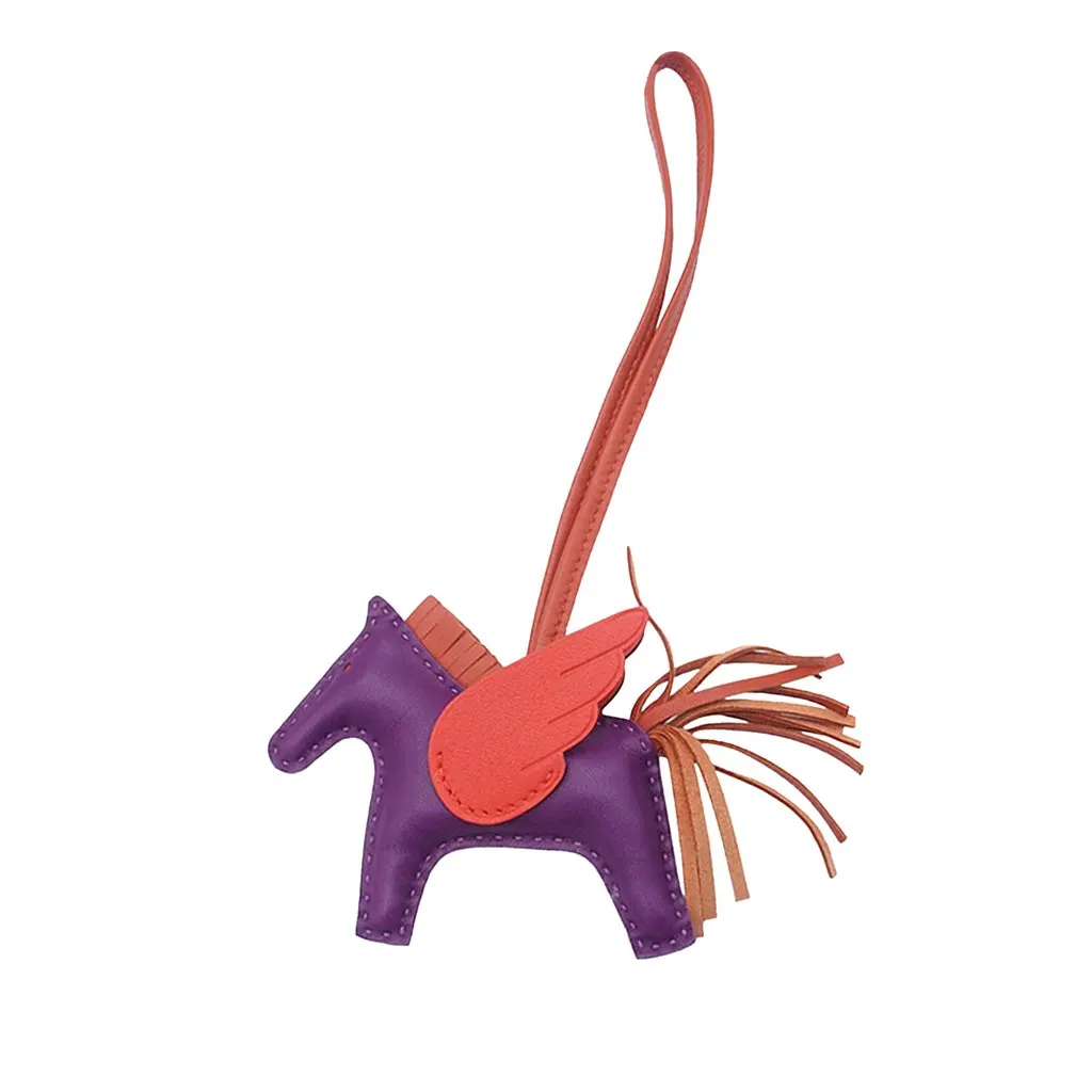 Hermès Milo Lambskin and Swift Grigri Rodeo Pegase Bag Charm PM Purple Leather Very good - Front View