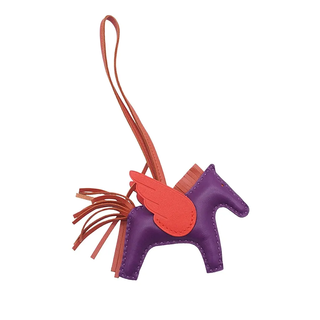 Hermès Milo Lambskin and Swift Grigri Rodeo Pegase Bag Charm PM Purple Leather Very good - Back View