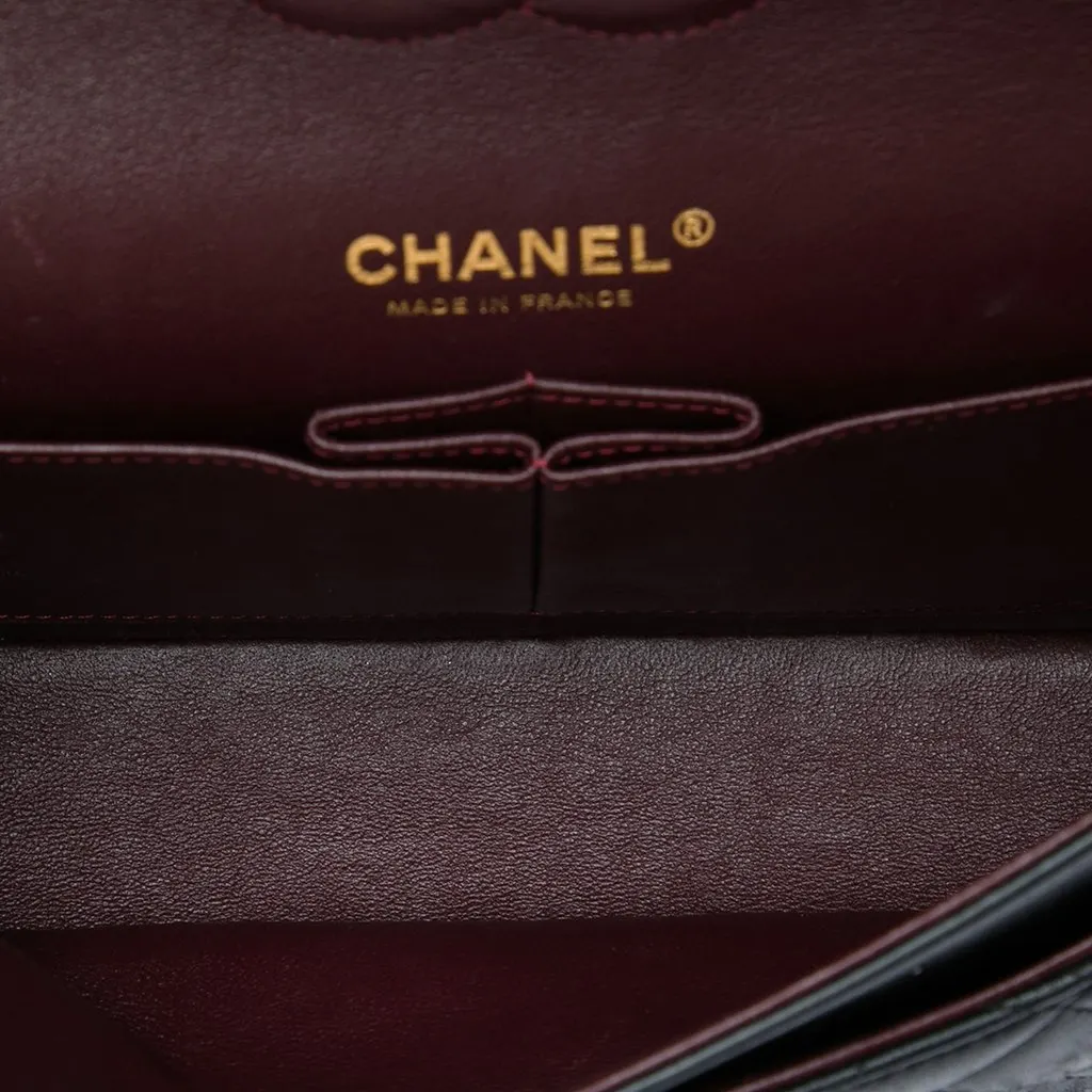Chanel Medium Classic Lambskin Double Flap Black Leather Very good - Model View