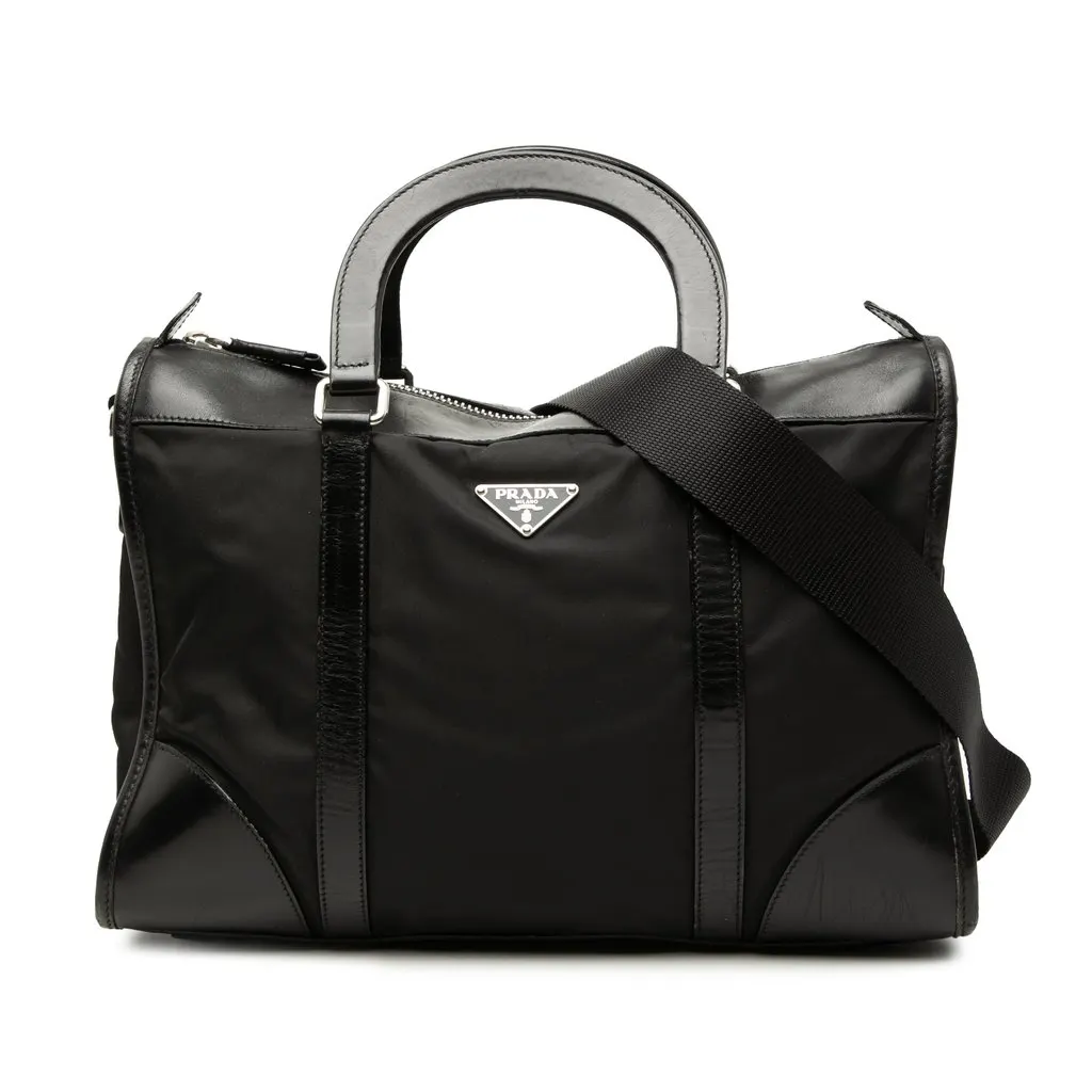 Prada Tessuto Top Handle Bag Black Very good - Front View