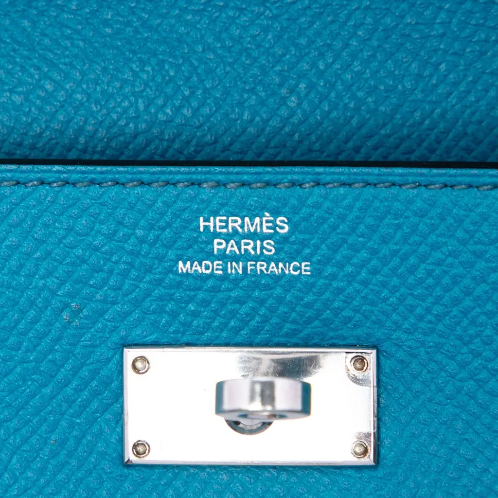 Hermès Epsom Kelly Trifold Long Wallet Blue Leather Good - Box View