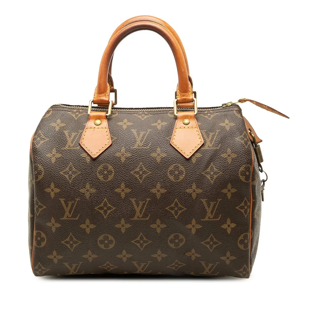 Louis Vuitton Monogram Speedy 25 Brown Canvas Good - Front View