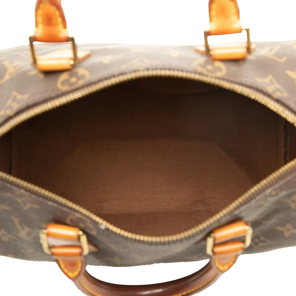 Louis Vuitton Monogram Speedy 25 Brown Canvas Good - Model View