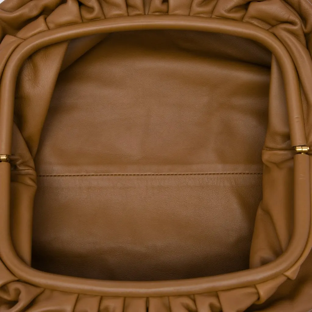 Bottega Veneta Lambskin The Pouch Brown Leather Very good - Model View