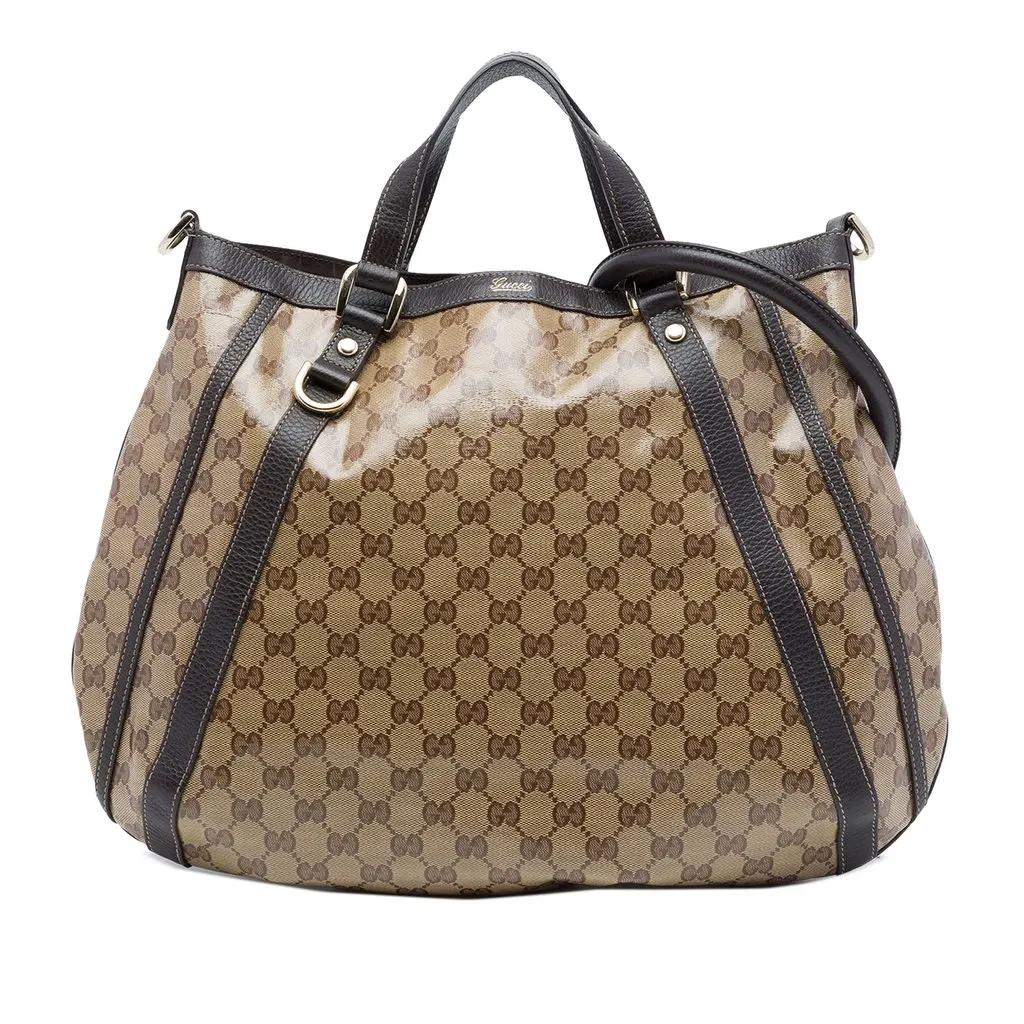Gucci GG Crystal Abbey D Ring Convertible Tote Beige Very good - Front View
