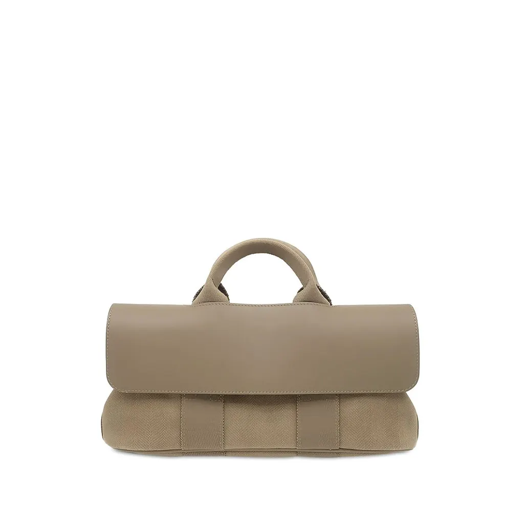 Hermès Toile and Swift Valparaiso Long PM Brown Canvas Good - Front View