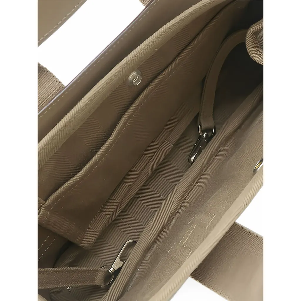 Hermès Toile and Swift Valparaiso Long PM Brown Canvas Good - Model View