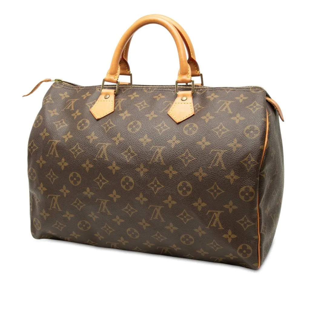 Louis Vuitton Monogram Speedy 35 Brown Canvas Good - Back View