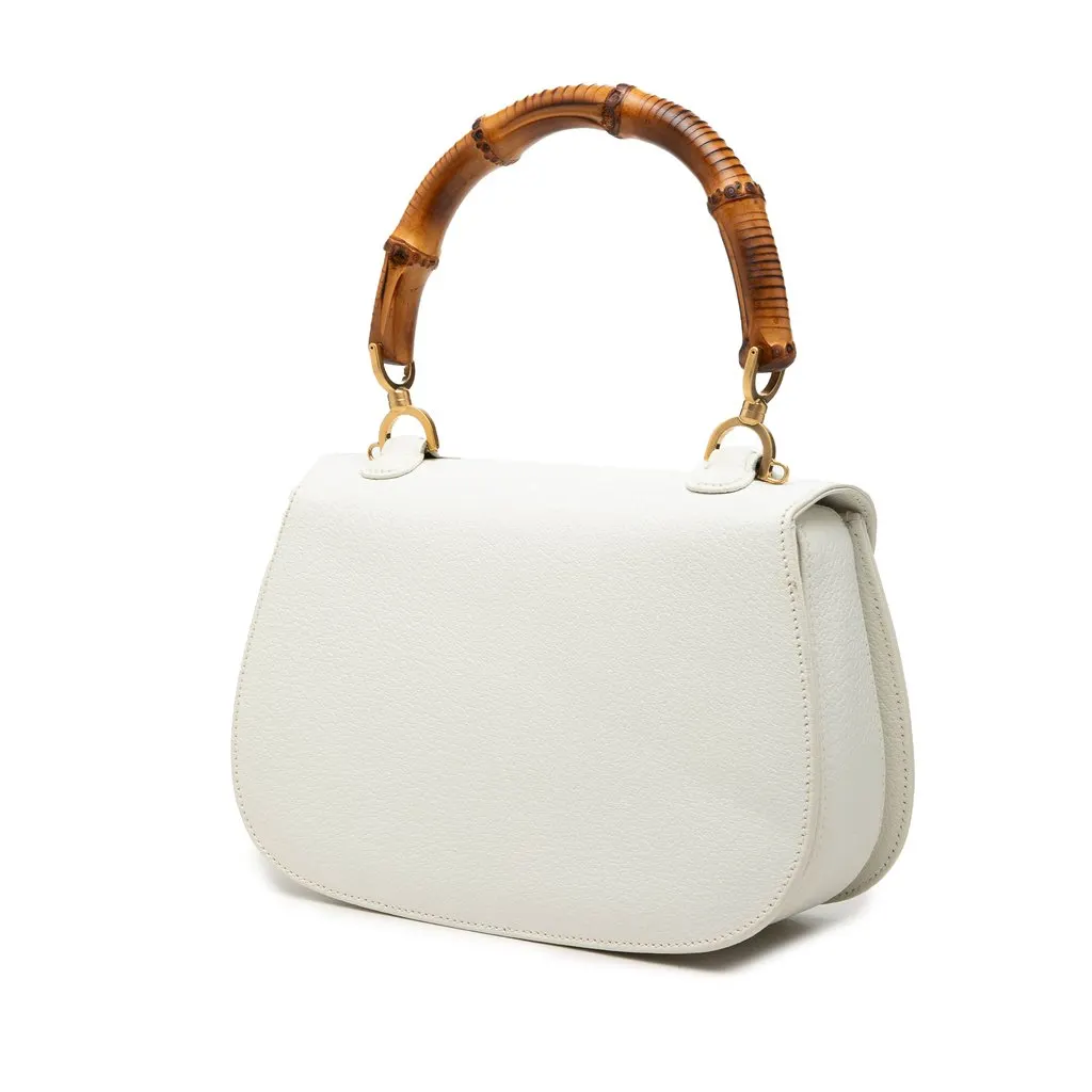 Gucci Calfskin Bamboo Night White Leather Very good - Back View