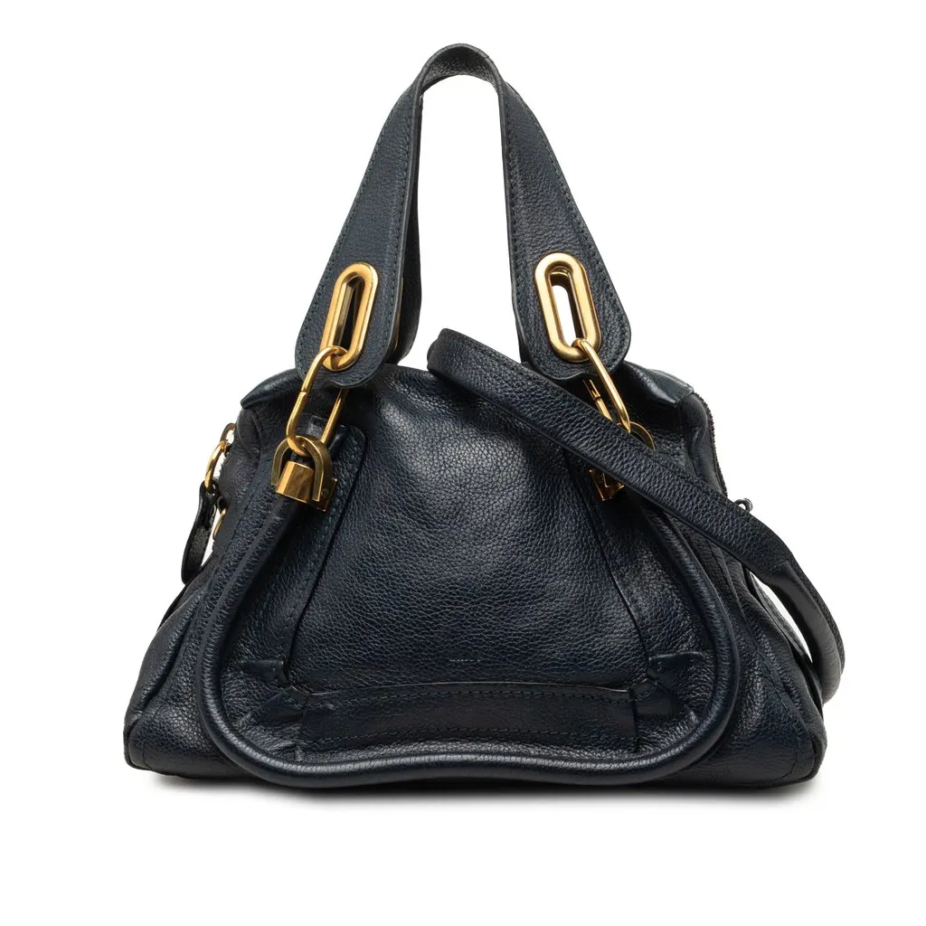 Chloé Small Leather Paraty Satchel Blue Leather Good - Front View
