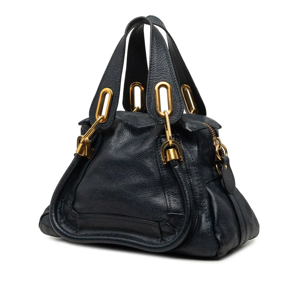 Chloé Small Leather Paraty Satchel Blue Leather Good - Back View