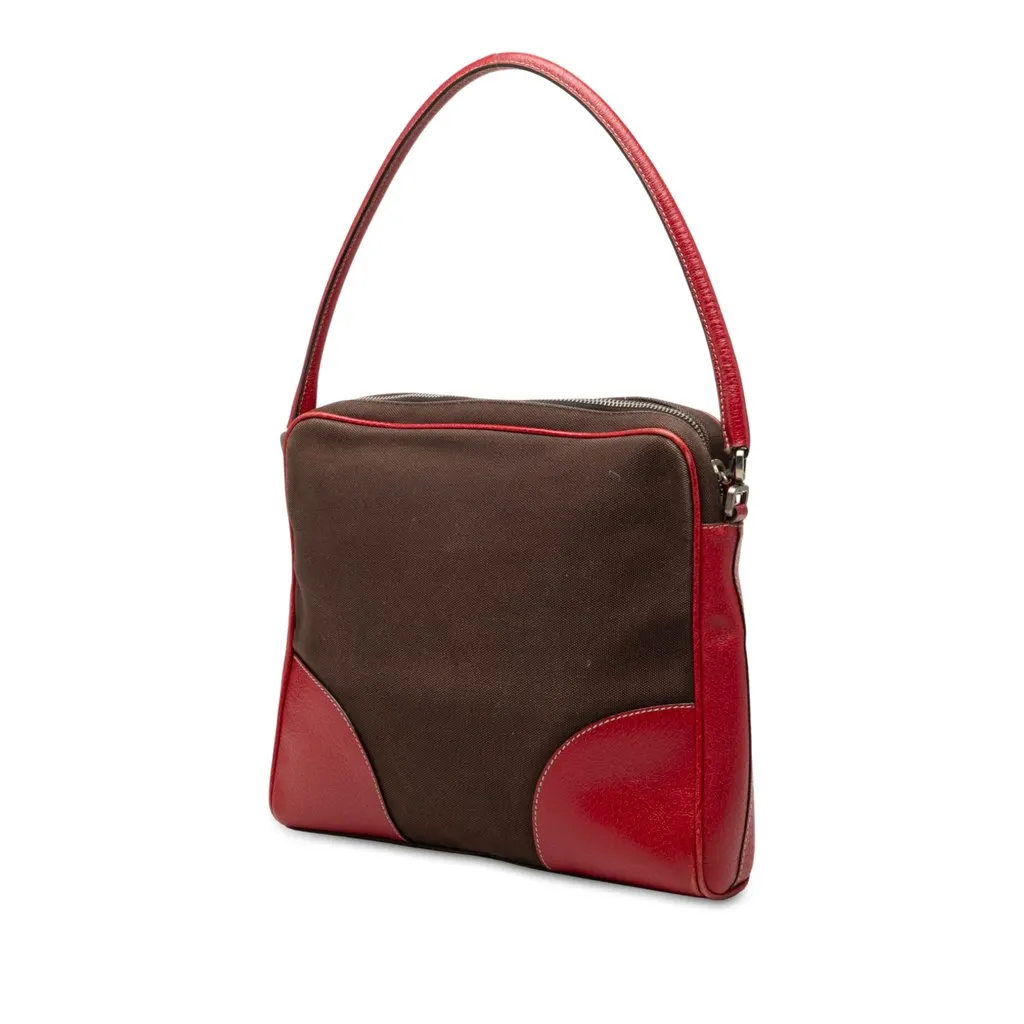 Prada Canvas Canapa Handbag Brown Canvas Good - Back View
