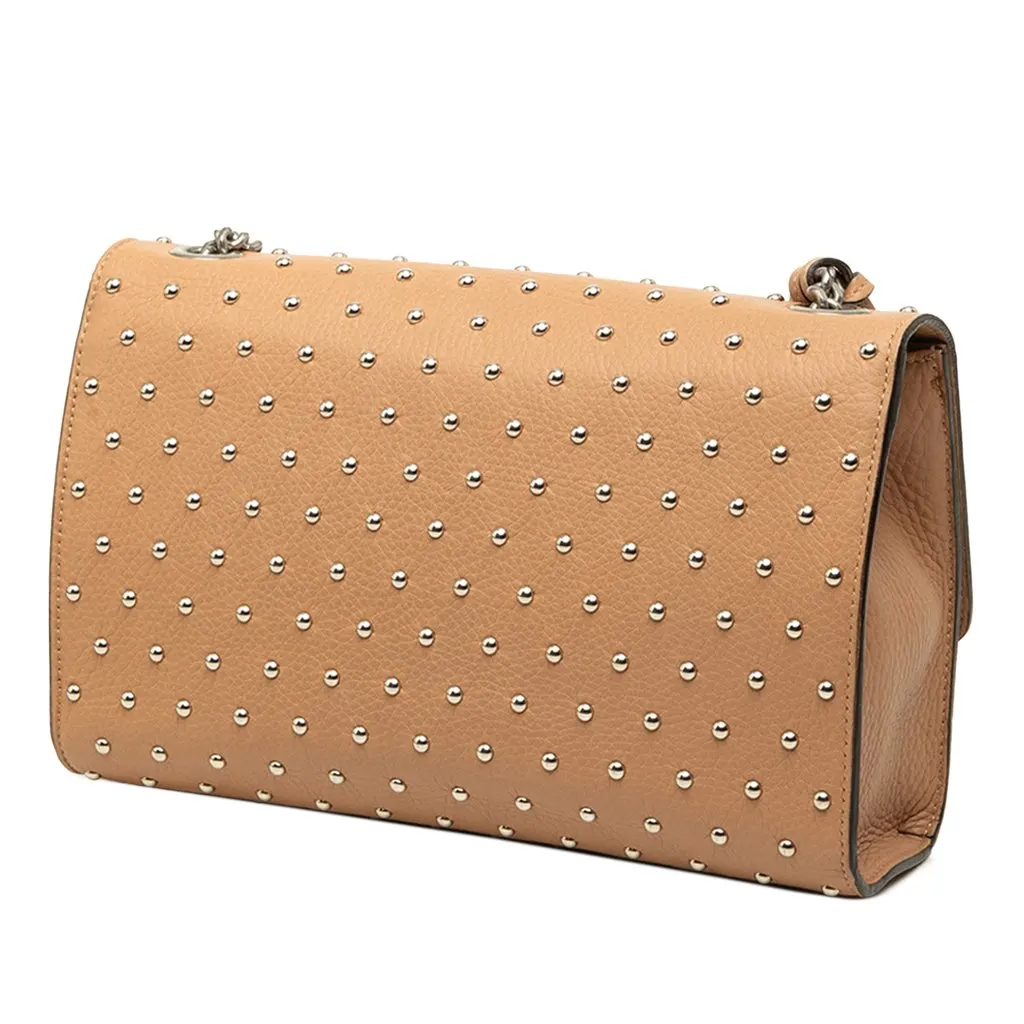 Gucci Medium Leather Studded Miss Bamboo Crossbody Beige Leather Good - Back View