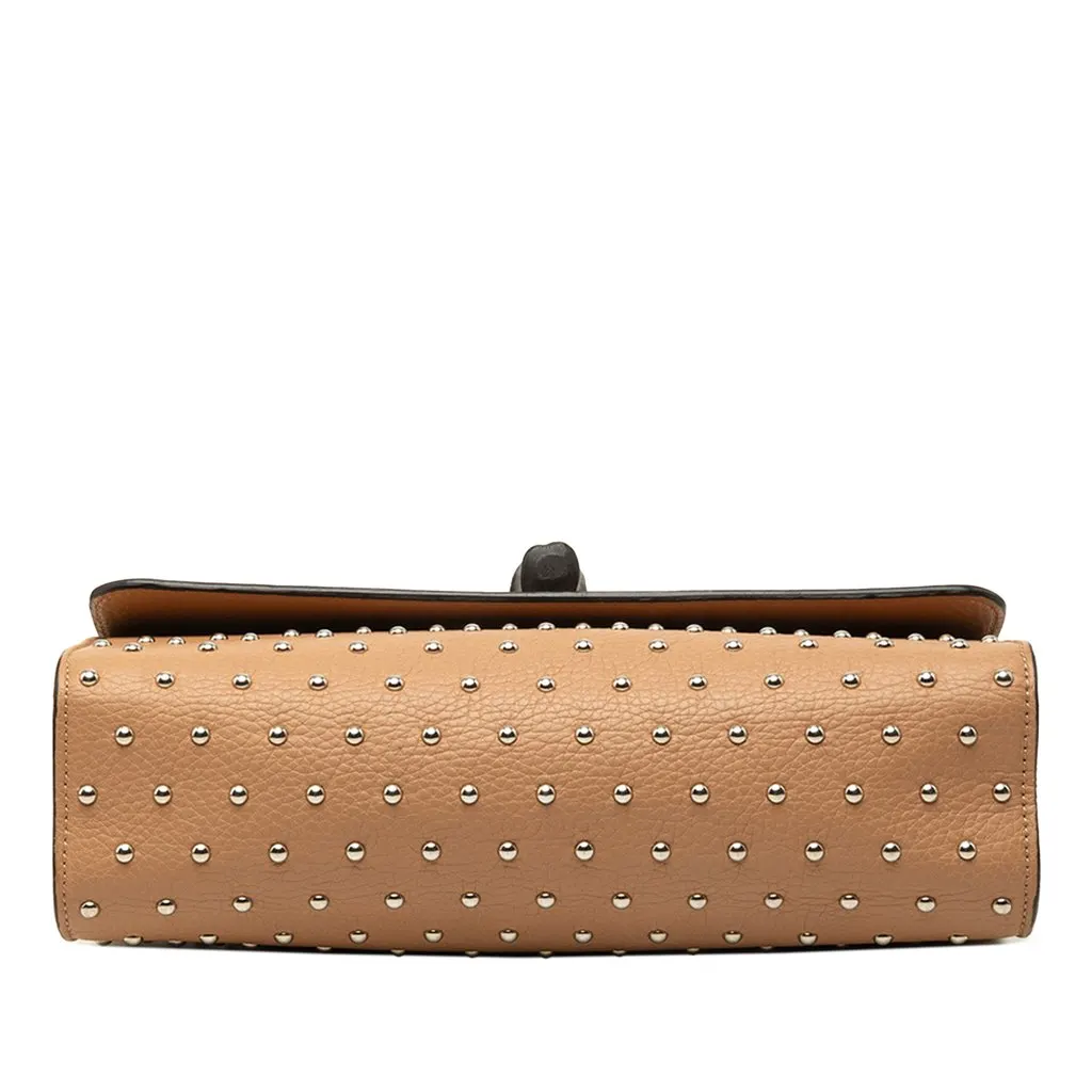 Gucci Medium Leather Studded Miss Bamboo Crossbody Beige Leather Good - Inside View