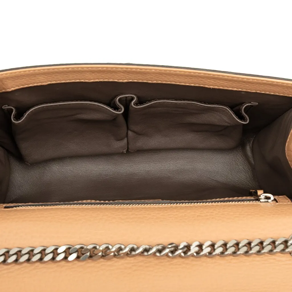 Gucci Medium Leather Studded Miss Bamboo Crossbody Beige Leather Good - Model View