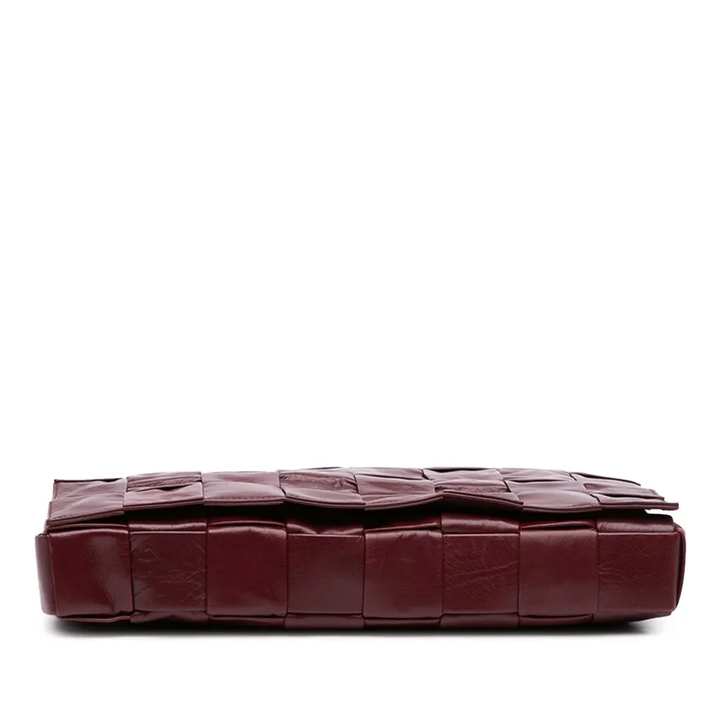 Bottega Veneta Paper Calfskin Intrecciato Cassette Crossbody Red Leather Very good - Inside View