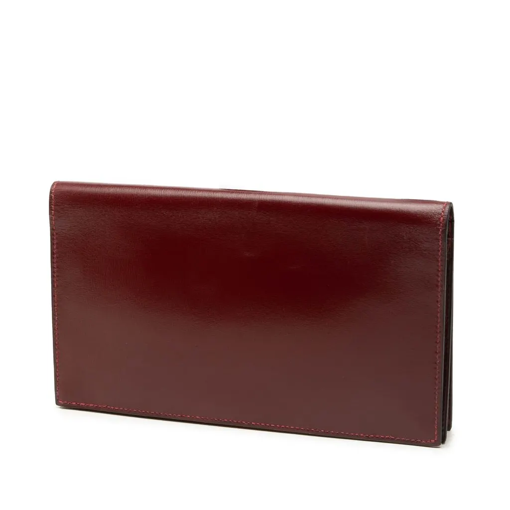 Hermès Box Calf Bifold Wallet Red Leather Very good - Back View