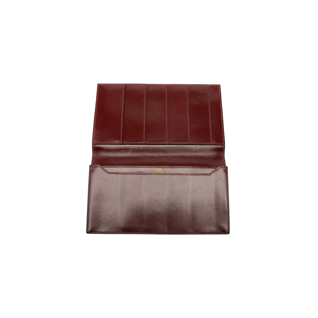 Hermès Box Calf Bifold Wallet Red Leather Very good - Model View