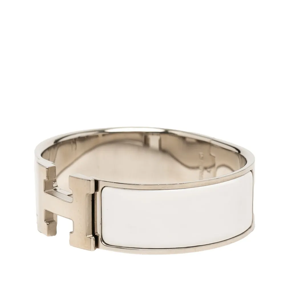 Hermès Wide Enamel Clic Clac H Bracelet GM White Very good - Back View