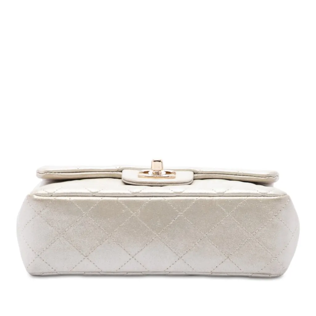 Chanel Mini Rectangular Classic Iridescent Lambskin Single Flap Gold Leather Very good - Inside View