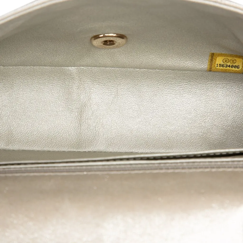 Chanel Mini Rectangular Classic Iridescent Lambskin Single Flap Gold Leather Very good - Model View