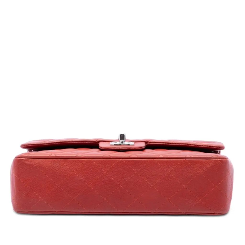 Chanel Medium Classic Caviar Double Flap Red Leather Good - Inside View