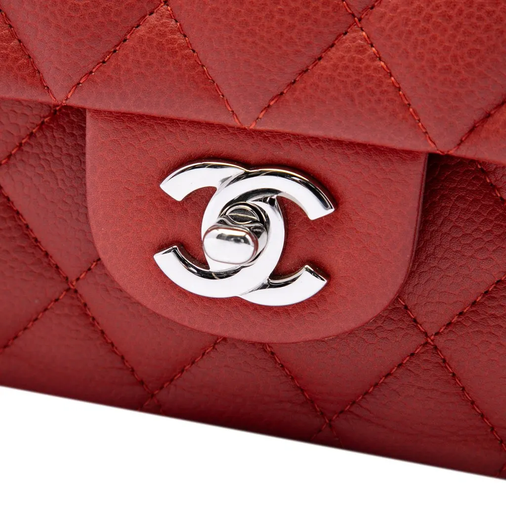 Chanel Medium Classic Caviar Double Flap Red Leather Good - Box View