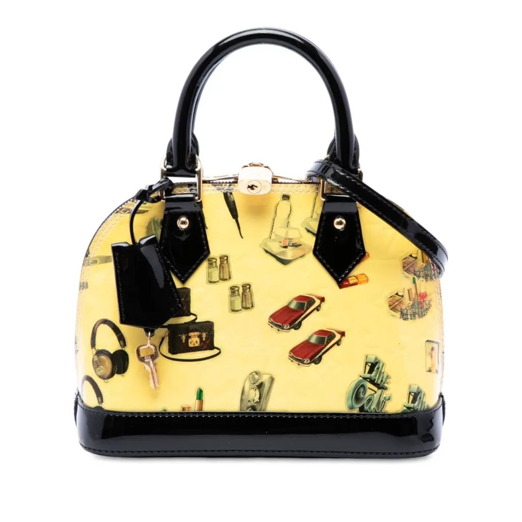 Louis Vuitton Monogram Vernis Stickers Alma BB Yellow Leather Very good - Front View