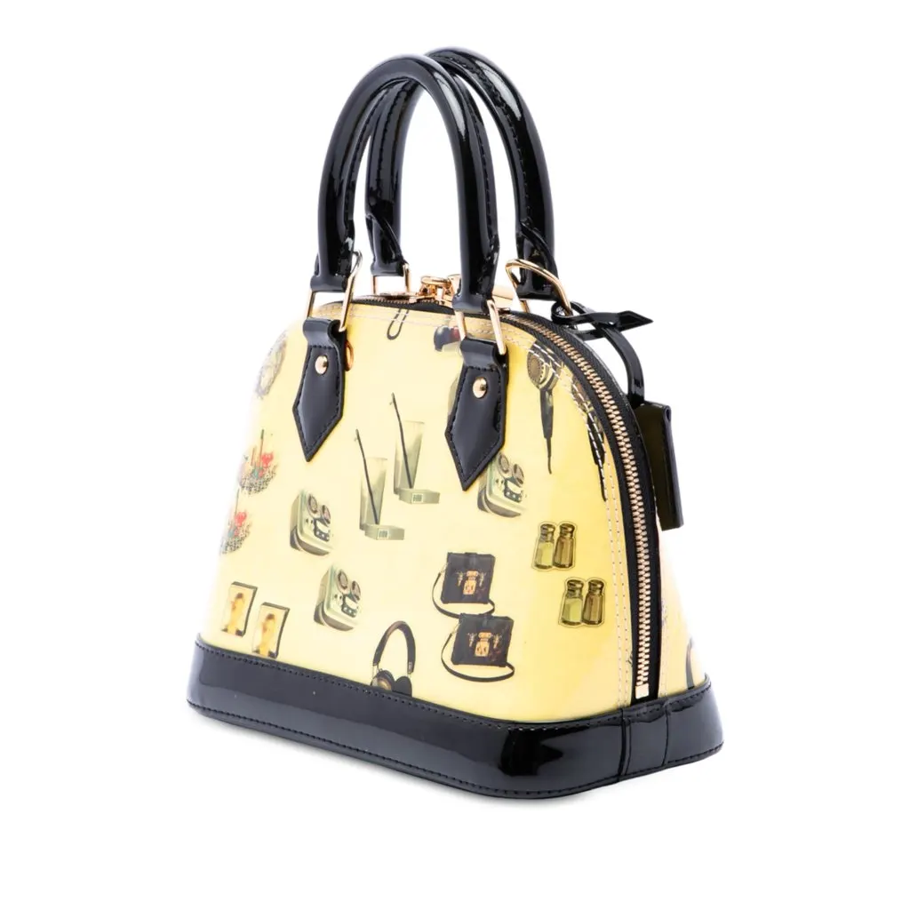 Louis Vuitton Monogram Vernis Stickers Alma BB Yellow Leather Very good - Back View