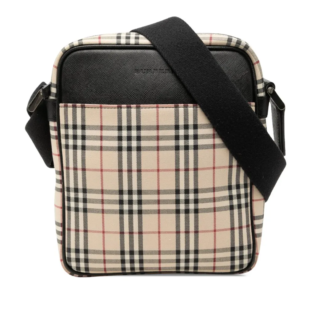 Burberry House Check Canvas Crossbody Beige Very good - Front View