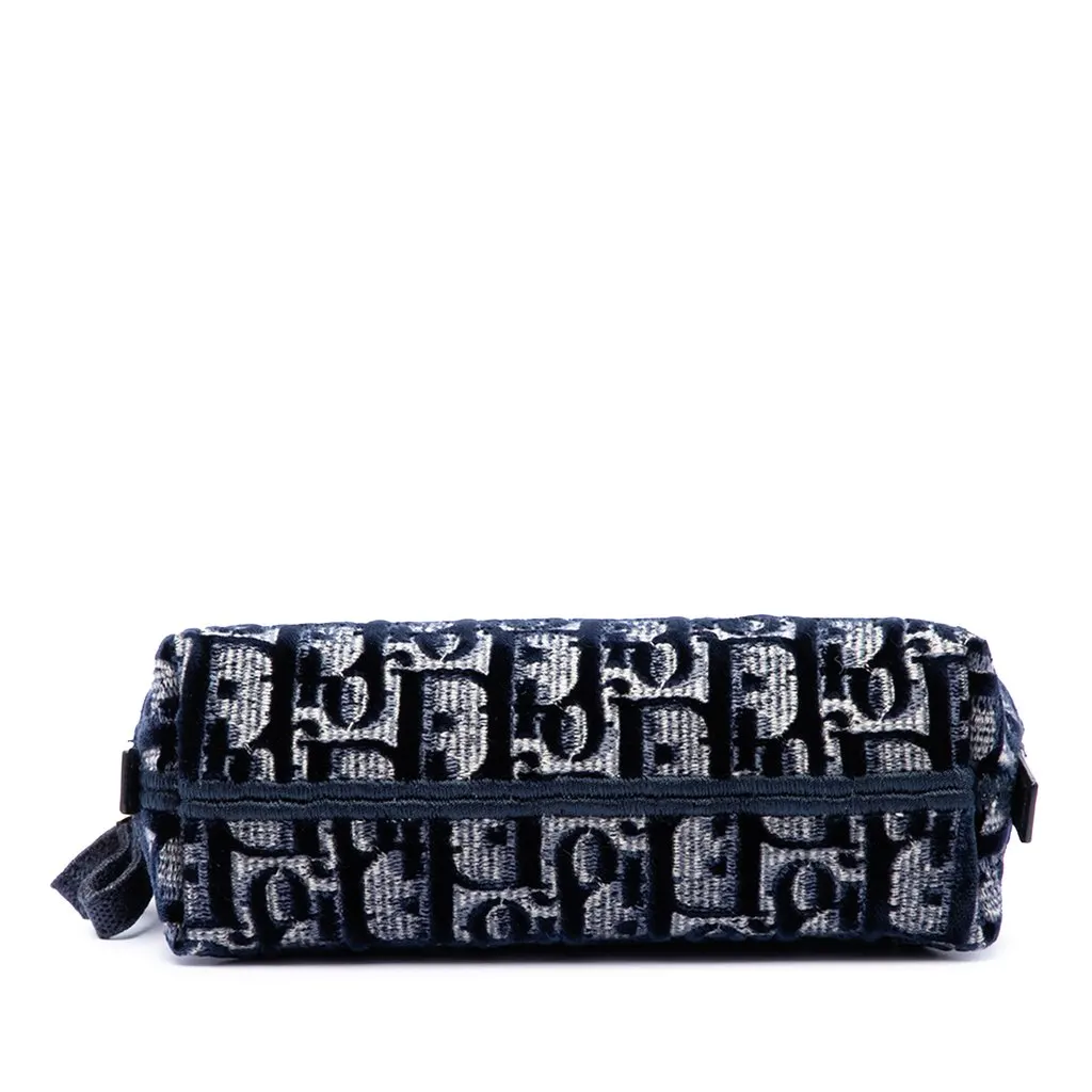 Dior Oblique Embroidered Velvet Cosmetic Pouch Blue Velvet Very good - Inside View