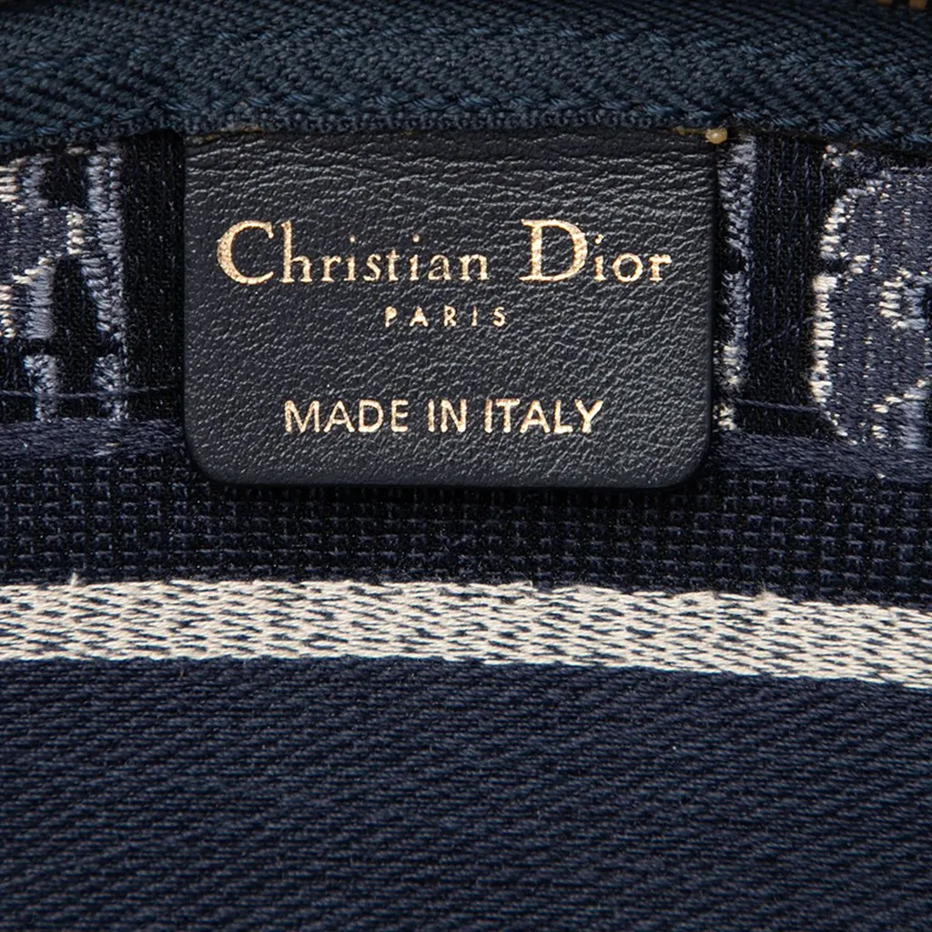 Dior Oblique Embroidered Velvet Cosmetic Pouch Blue Velvet Very good - Box View