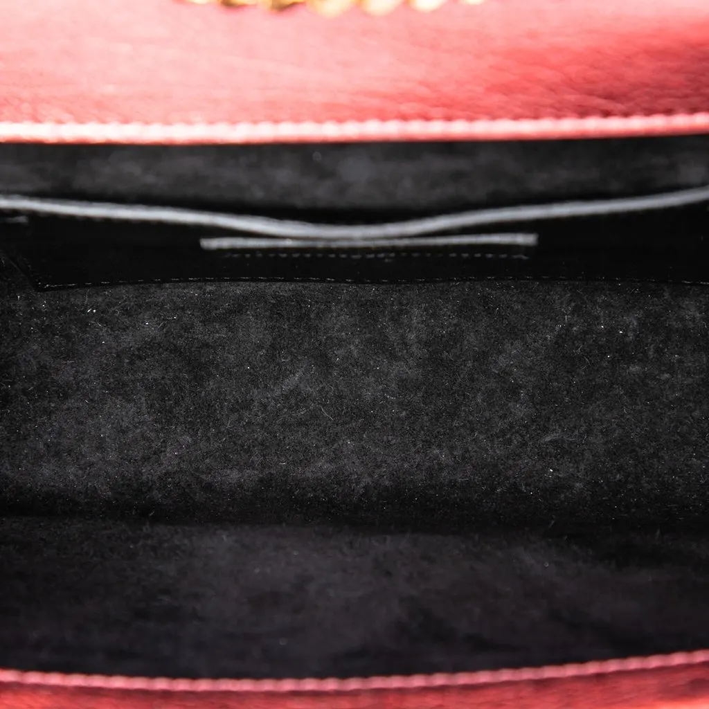 Saint Laurent Small Chevron Metallic Calfskin Monogram Envelope Bag Pink Leather Very good - Model View