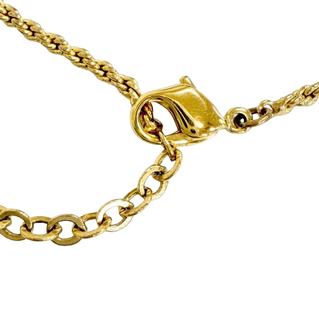 Dior Gold Plated Strass CD Logo Pendant Necklace Gold Metal Very good - Box View