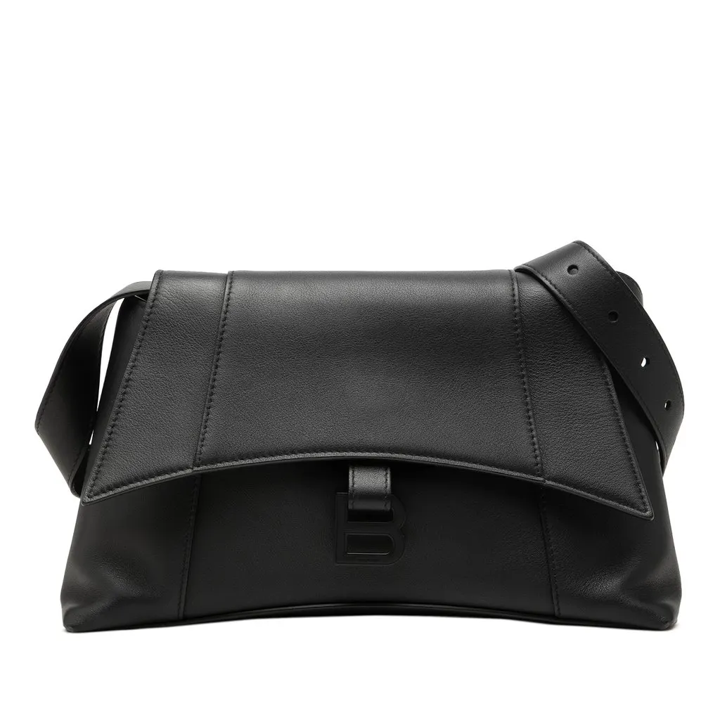 Balenciaga Small Calfskin Downtown Crossbody Black Leather Very good - Front View
