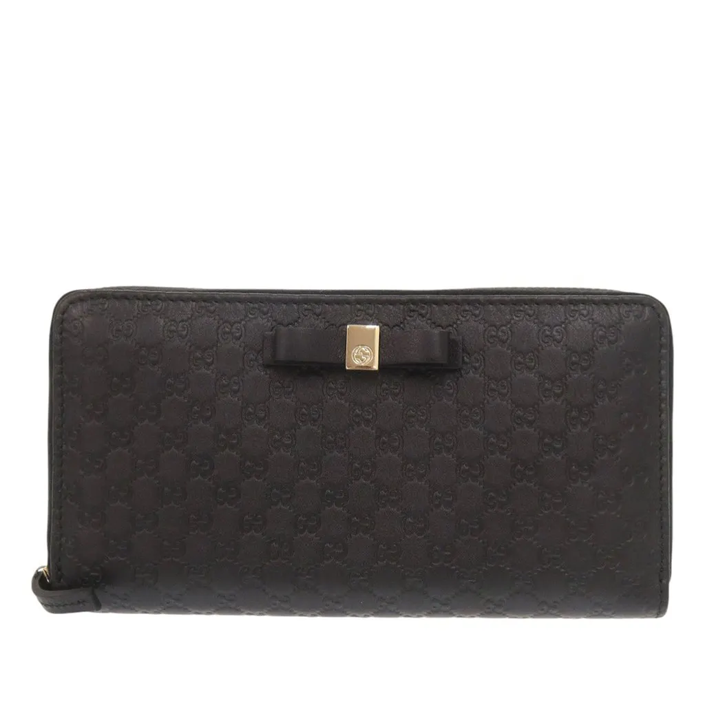 Gucci Microguccissima Zip Around Long Wallet Black Leather Very good - Front View