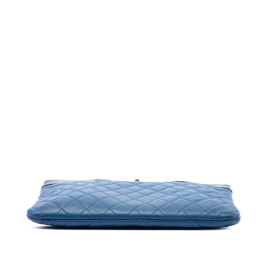 Chanel Medium Bicolor Quilted Sheepskin Mademoiselle O Case Clutch Blue Leather Very good - Inside View