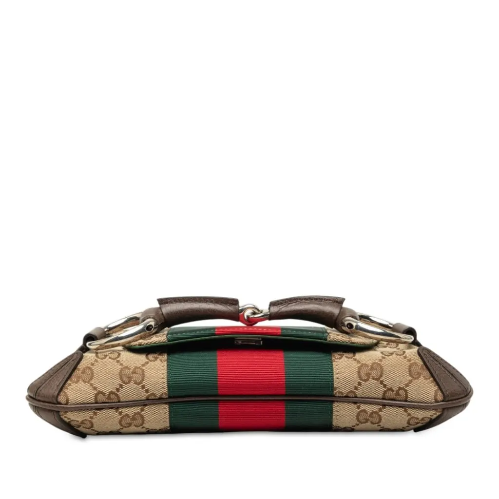 Gucci Small GG Canvas Horsebit Web Chain Satchel Beige Very good - Inside View