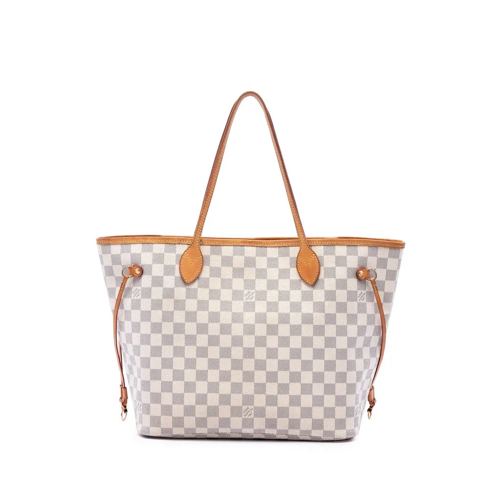 Louis Vuitton Damier Azur Neverfull MM White Canvas Very good - Front View